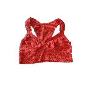 Aerie Tomato Red Lace Racer Back Bralette Size Small